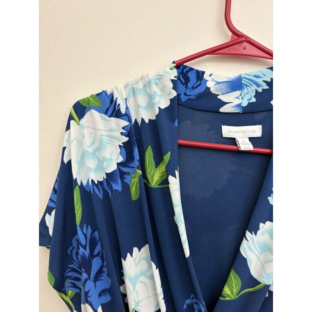 Charter Club Women’s Dress Floral XL Short Sleeve With Belt Surplice Neck - Picture 12 of 14